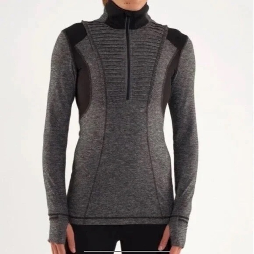 LULULEMON soft luxurious Run Your Heart Out cozy top shirt w/ hand warmers 12